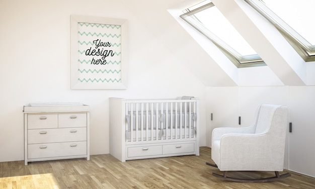 Frame mockup in baby room