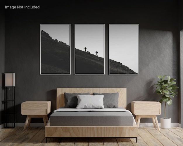 Frame mockup in bedroom