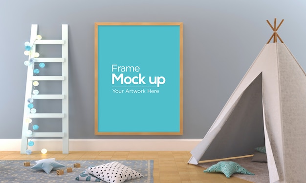 PSD frame mockup in children's room