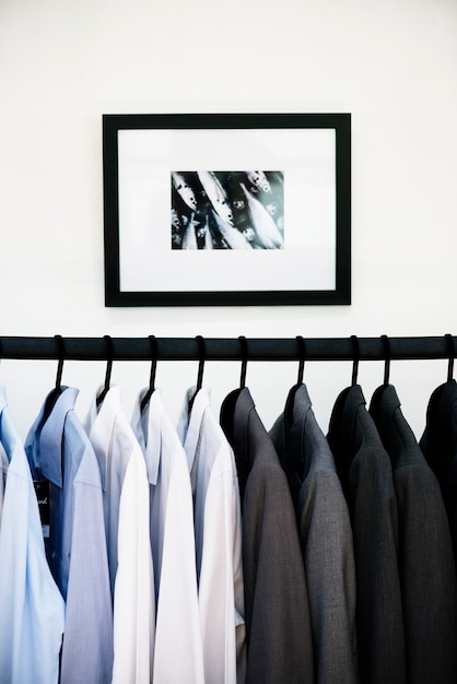 PSD frame mockup above clothes hanger