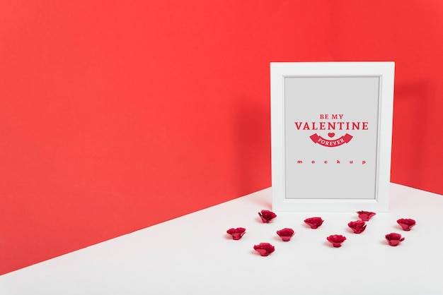 PSD frame mockup in corner for valentine