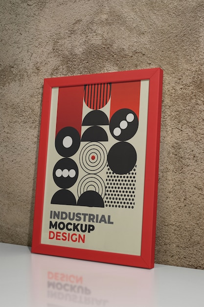 PSD frame mockup on industrial wall