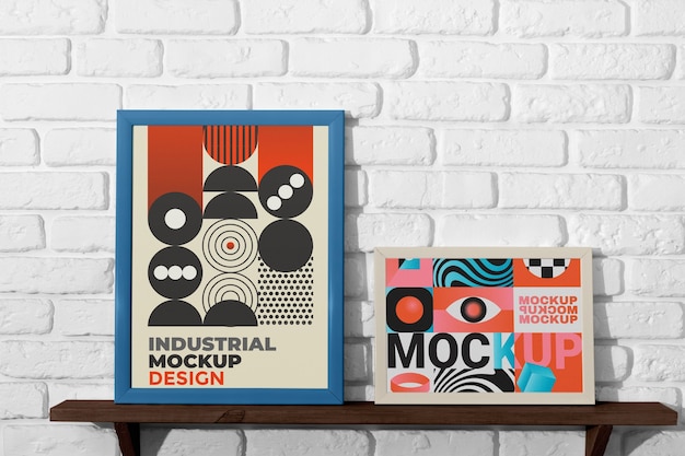 PSD frame mockup on industrial wall