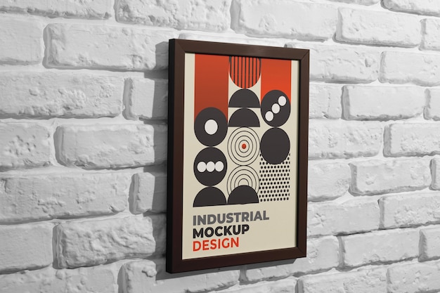 PSD frame mockup on industrial wall