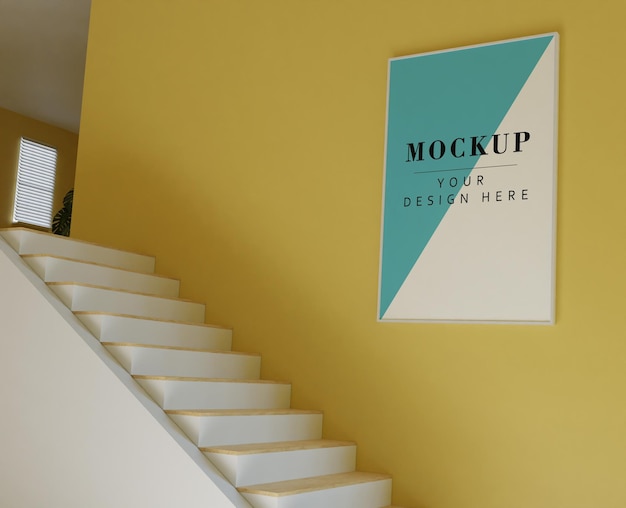 Frame mockup interieur naast trappen