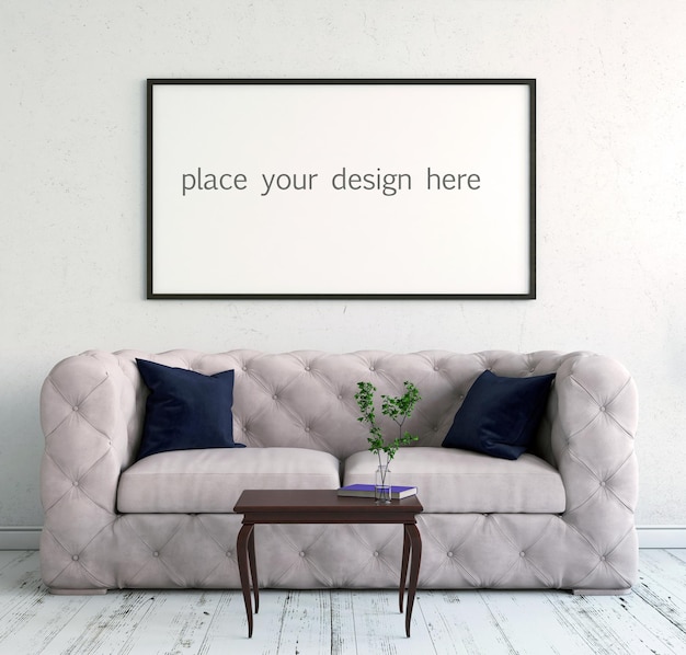 PSD frame mockup interieur stijl 3d-rendering