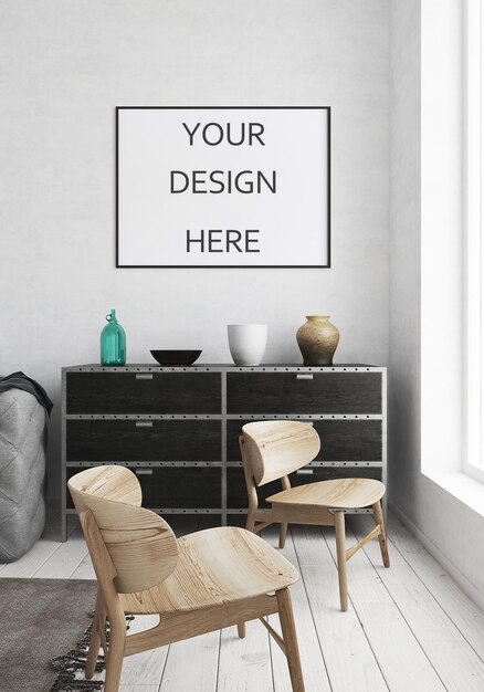 PSD frame mockup interieur stijl 3d-rendering