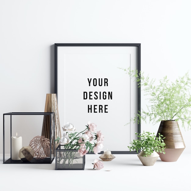 frame mockup interior scene with decorations