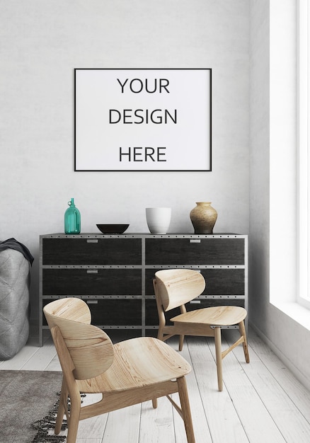 PSD frame mockup interior style 3d rendering