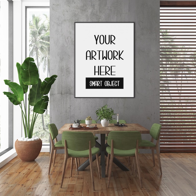 Frame mockup, kamer met zwart verticaal frame