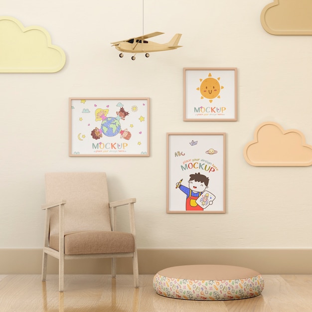 Frame mockup in kids room