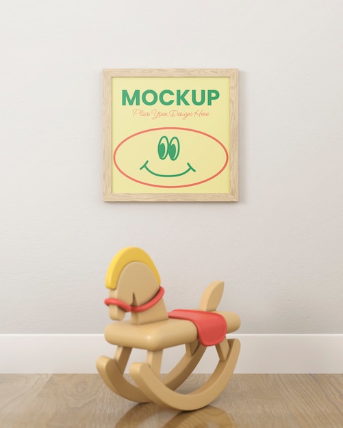 PSD frame mockup in kids room