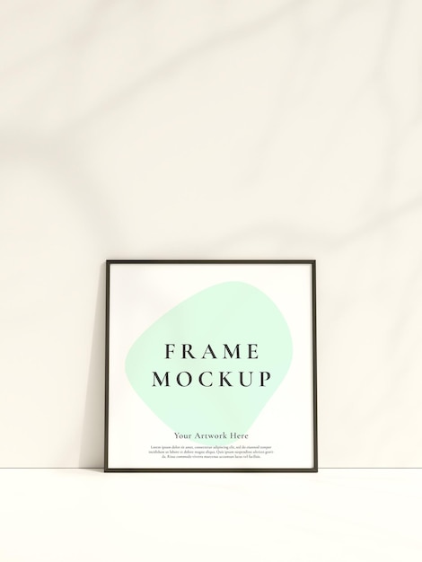 Frame mockup leaning against a white wall