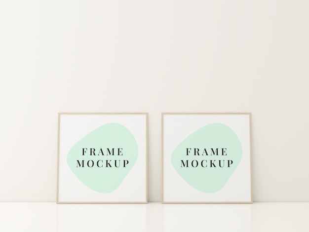 PSD frame mockup in living room interior