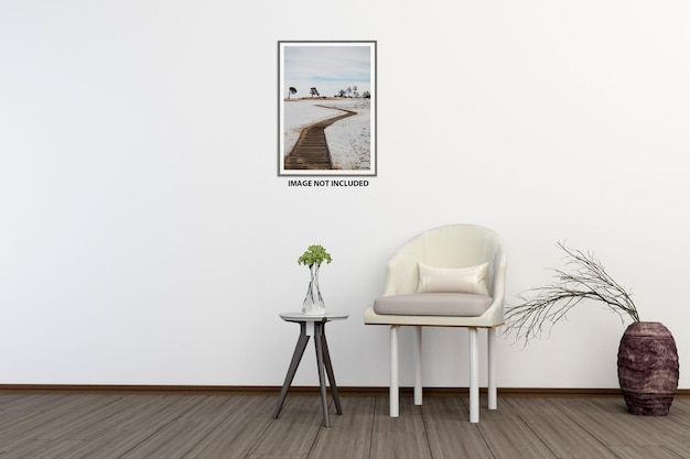 Frame mockup in living room interior