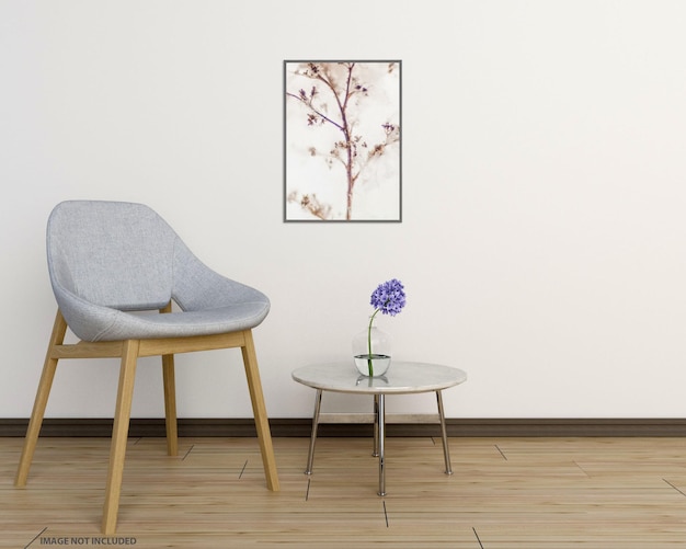 Frame mockup in living room interior