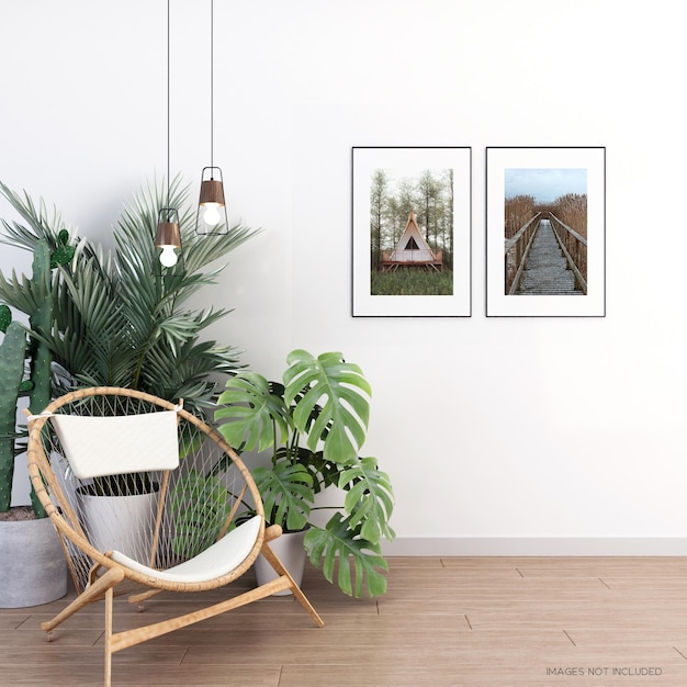 PSD frame mockup in living room