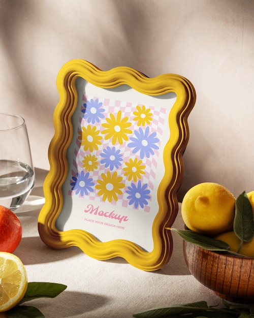 PSD frame mockup met fruit eromheen