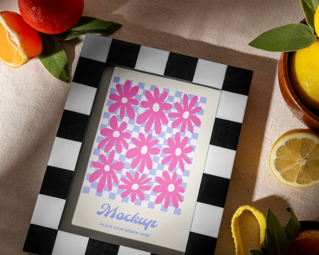 Frame mockup met fruit eromheen