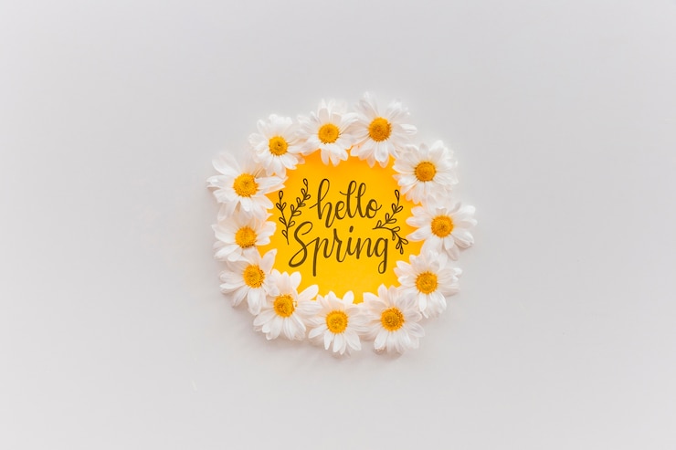 PSD frame mockup met lentebloemen