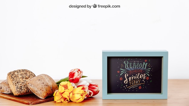 Frame mockup met ontbijt