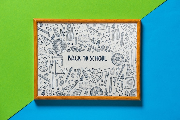 PSD frame mockup met terug naar school concept