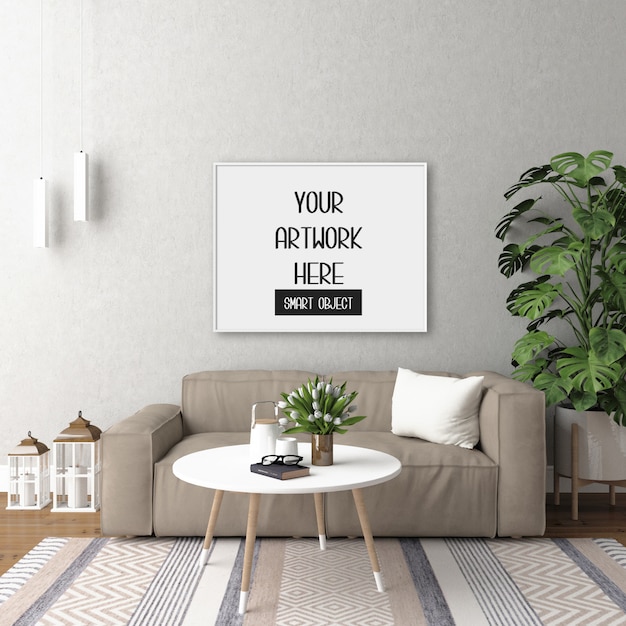 Frame mockup op de kamer muur