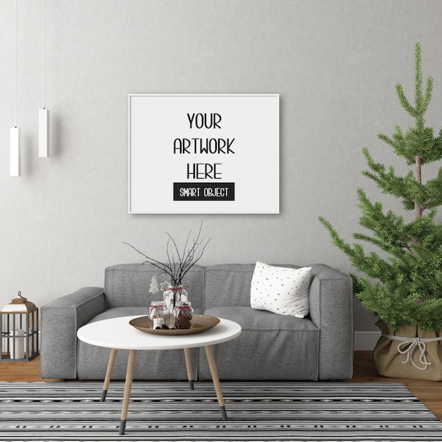 Frame mockup op de kamer muur