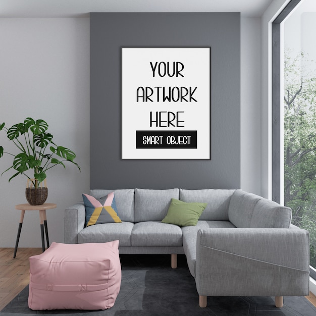 Frame mockup op de kamer muur