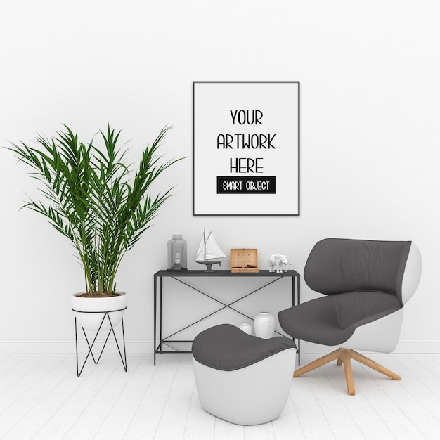 Frame mockup op de kamer muur