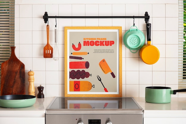 PSD frame mockup op de keukentafel