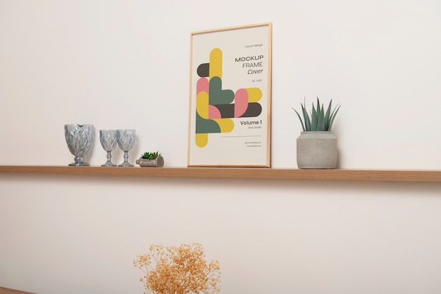 Frame mockup op de muur in de eetkamer