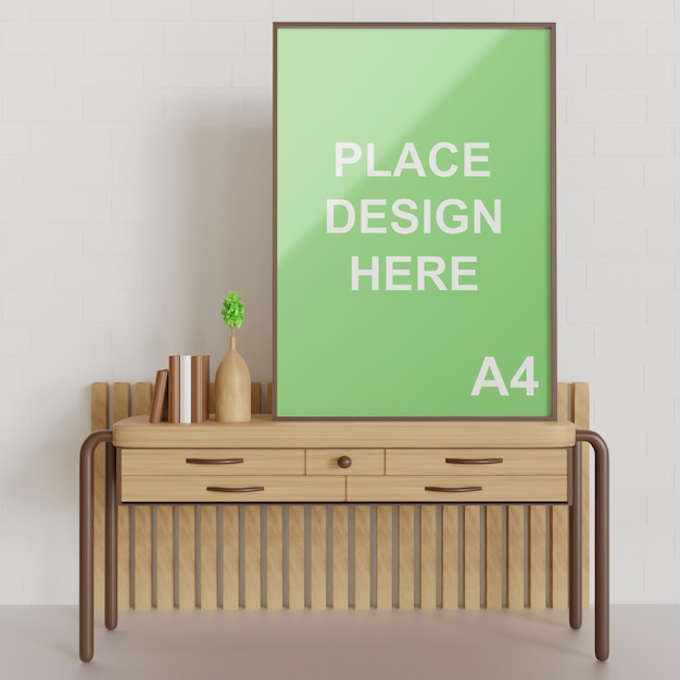 PSD frame mockup op het houten frame