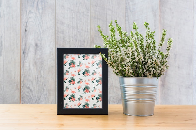 PSD frame mockup next to plants