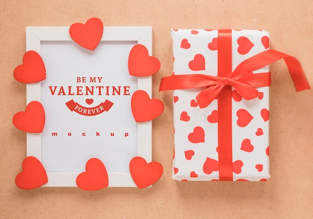 PSD frame mockup and present for valentine