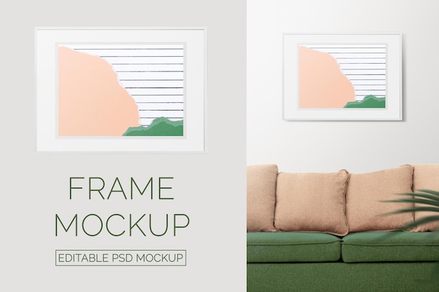 Cornice mockup psd con collage di carta pastello