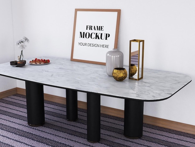 Frame mockup realistisch op het moderne bureau