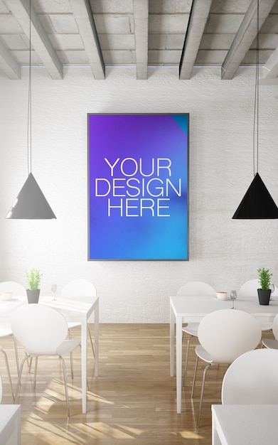 Frame mockup in restaurant interior