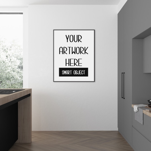 Frame mockup on the room wall