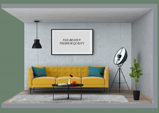 Frame mockup show interior modern living room