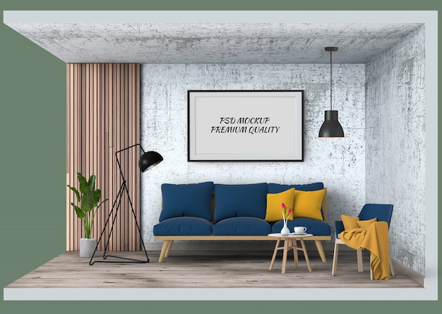 Frame mockup show interior modern living room