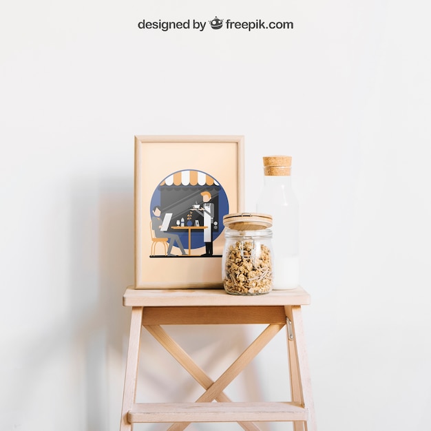 PSD frame mockup on stool