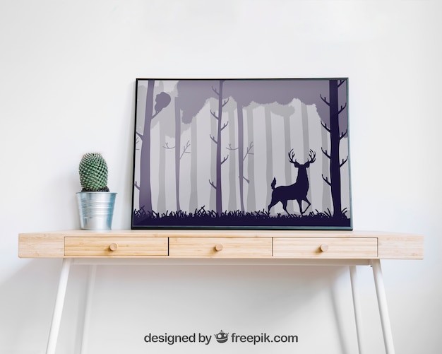 PSD frame mockup on table