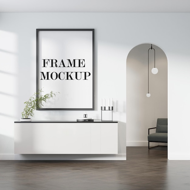 frame mockup on white wall