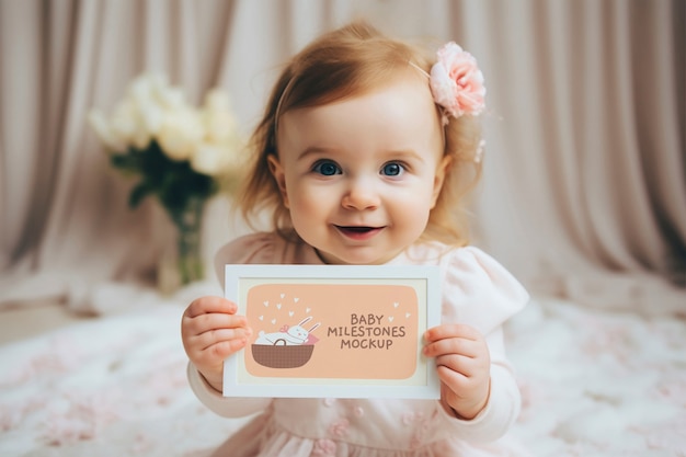 PSD frame mockup with baby milestone design