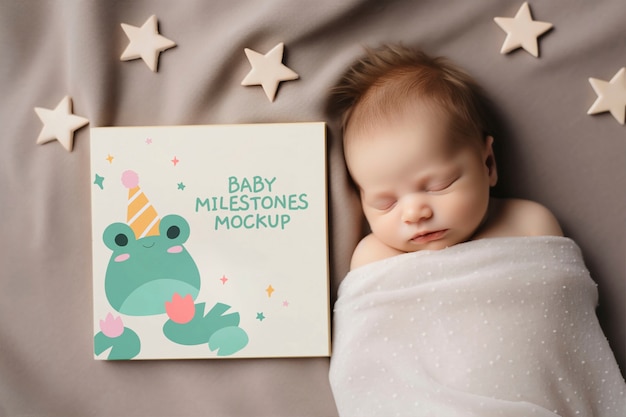 PSD frame mockup with baby milestone design