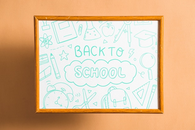 PSD frame mockup with back to school concept