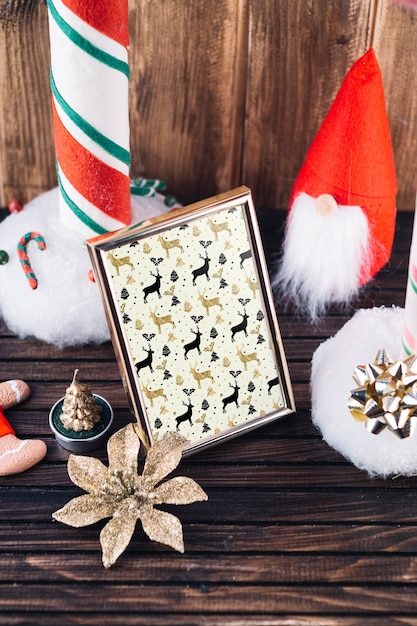 Frame mockup with christmas elements