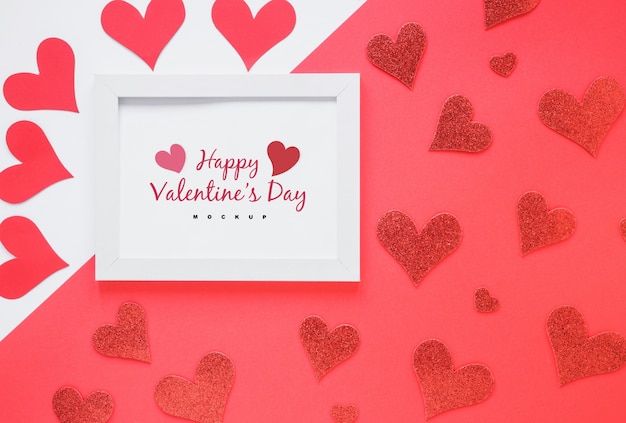 Frame mockup with composition of valentine objects