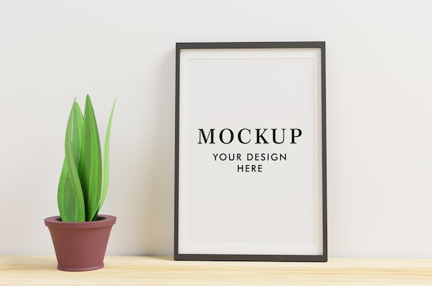 Frame mockup with decorative plant